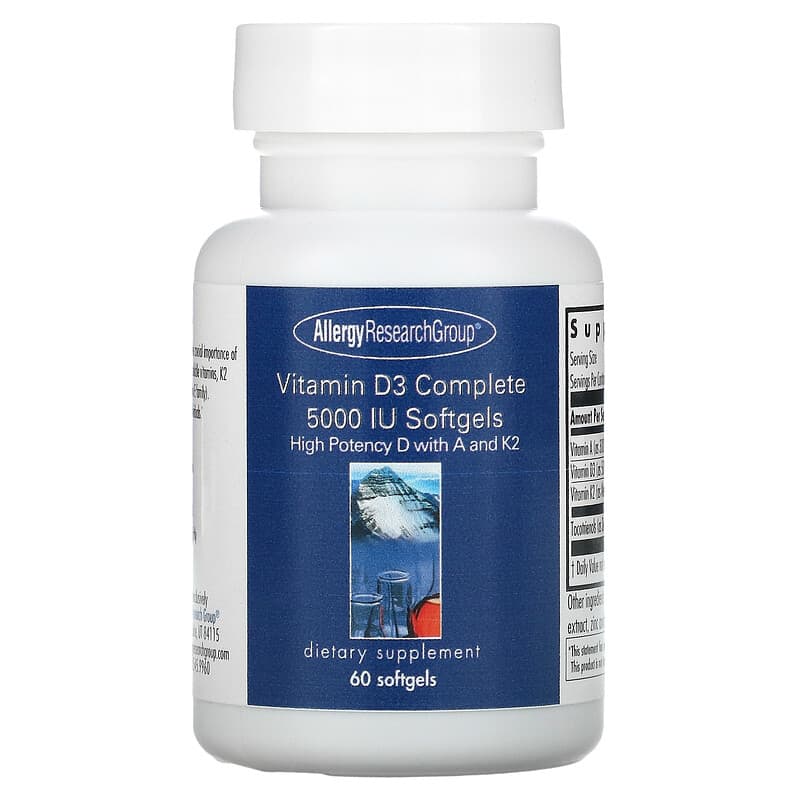 Allergy Research Group Vitamin D3 Complete 5,000 IU 60 Softgels 713947772618