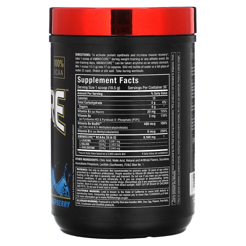 ALLMAX, AMINOCORE BCAA, Blue Raspberry, 0.69 lbs (315 g) 665553228600