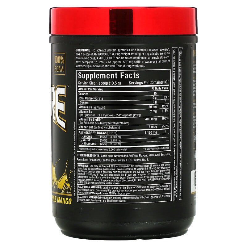 ALLMAX, AMINOCORE BCAA, Pineapple Mango, 0.69 lb (315 g) 665553228631
