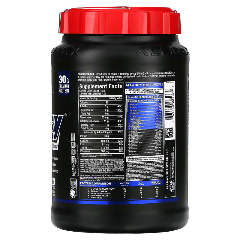 ALLMAX, Classic AllWhey, 100% Whey Protein, Chocolate, 2 lbs (907 g) 665553225074