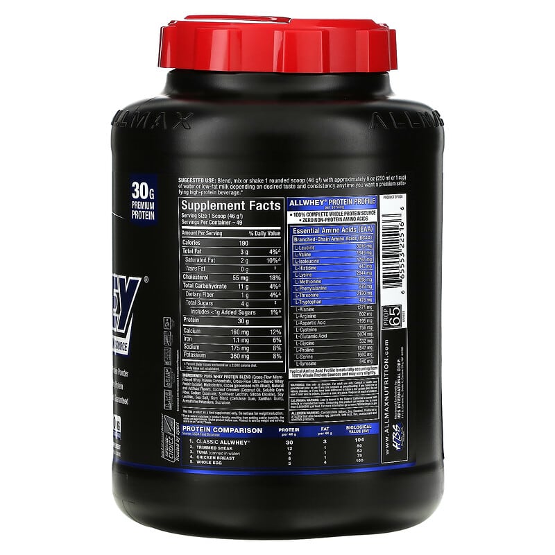 ALLMAX, Classic AllWhey, 100% Whey Protein, Chocolate, 5 lbs (2.27 kg) 665553225166