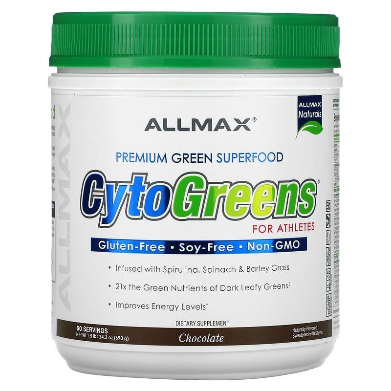 ALLMAX CytoGreens Premium Green Superfood for Athletes Chocolate 1.5 lbs (690 g) 665553227603