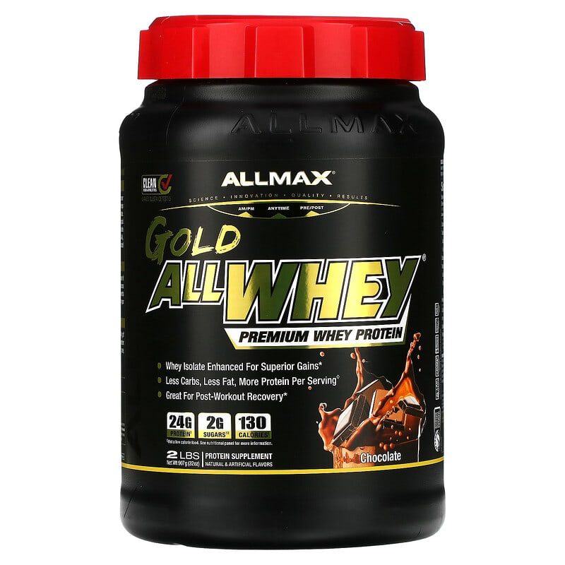 ALLMAX Gold AllWhey 100% Premium Whey Protein Chocolate 2 lbs (907 g) 665553200477