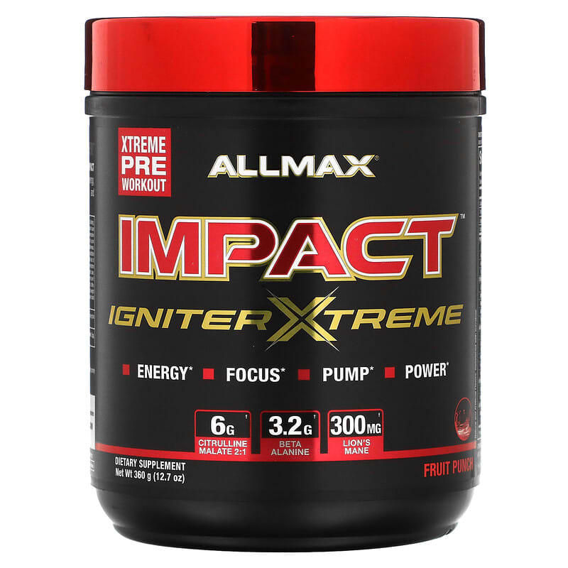 ALLMAX IMPACT Igniter Xtreme Pre-Workout Fruit Punch 12.7 oz (360 g) 665553229324