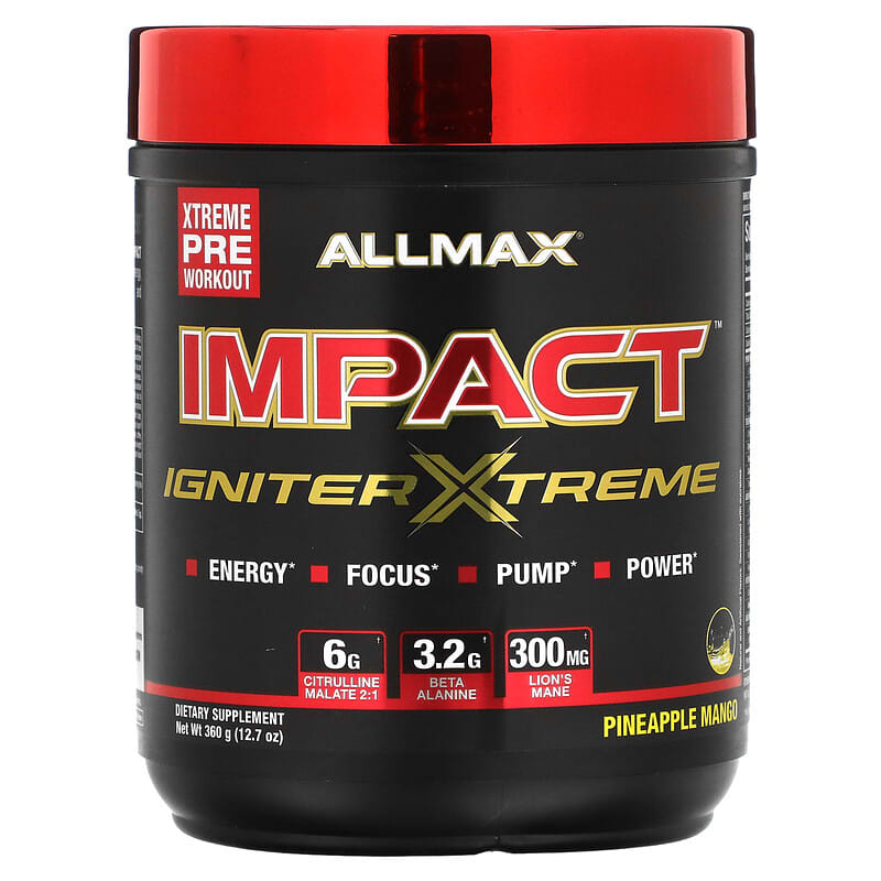ALLMAX IMPACT Igniter Xtreme Pre-Workout Pineapple Mango 12.7 oz (360 g) 665553229331