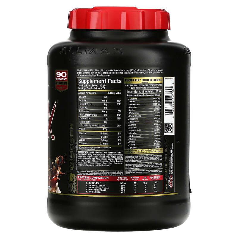 ALLMAX, Isoflex, Pure Whey Protein Isolate, Chocolate, 5 lbs (2.27 kg) 665553121154