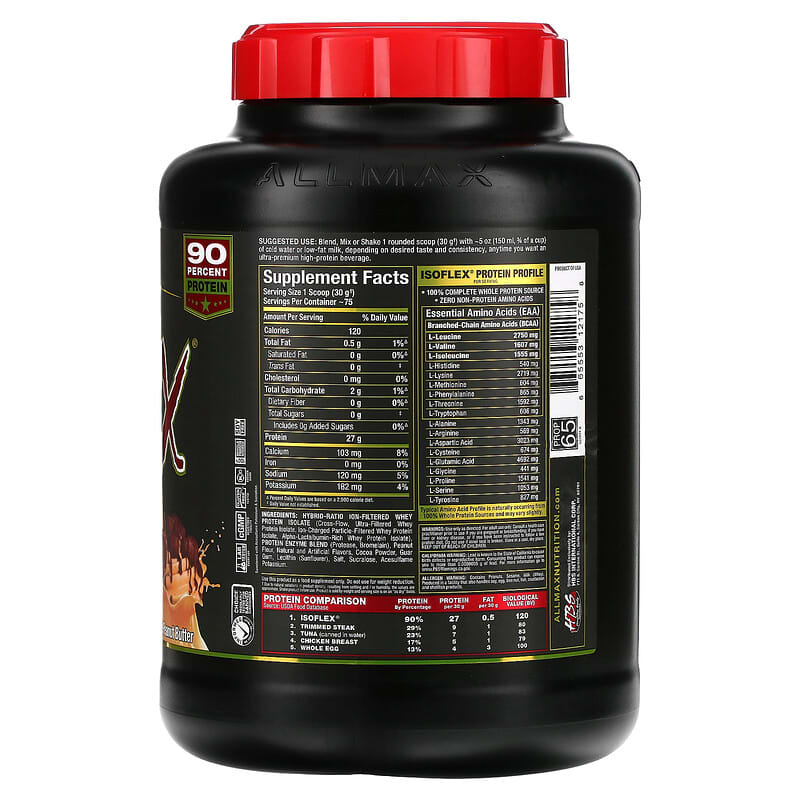 ALLMAX, Isoflex, Pure Whey Protein Isolate, Chocolate Peanut Butter, 5 lbs (2.27 kg) 665553121758