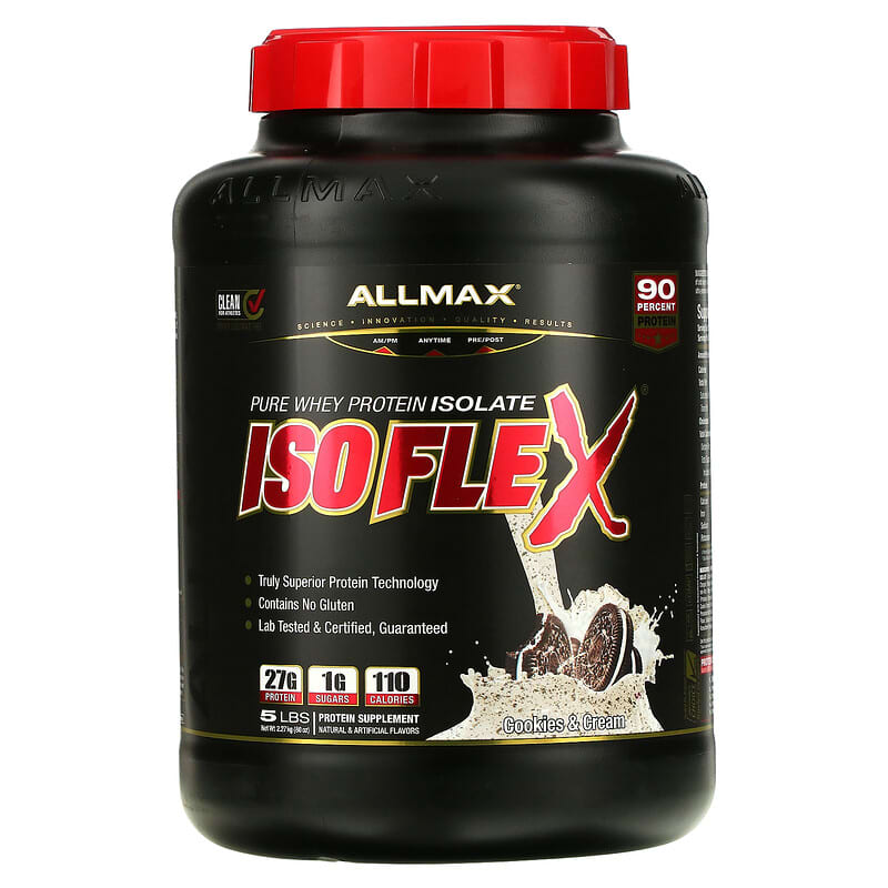 ALLMAX Isoflex Pure Whey Protein Isolate Cookies & Cream 5 lb (2.27 kg) 665553225234