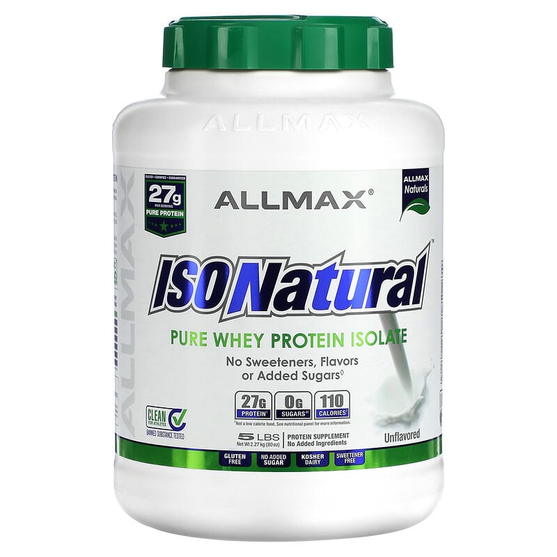 ALLMAX IsoNatural Pure Whey Protein Isolate Unflavored 5 lbs (2.27 kg) 665553121956