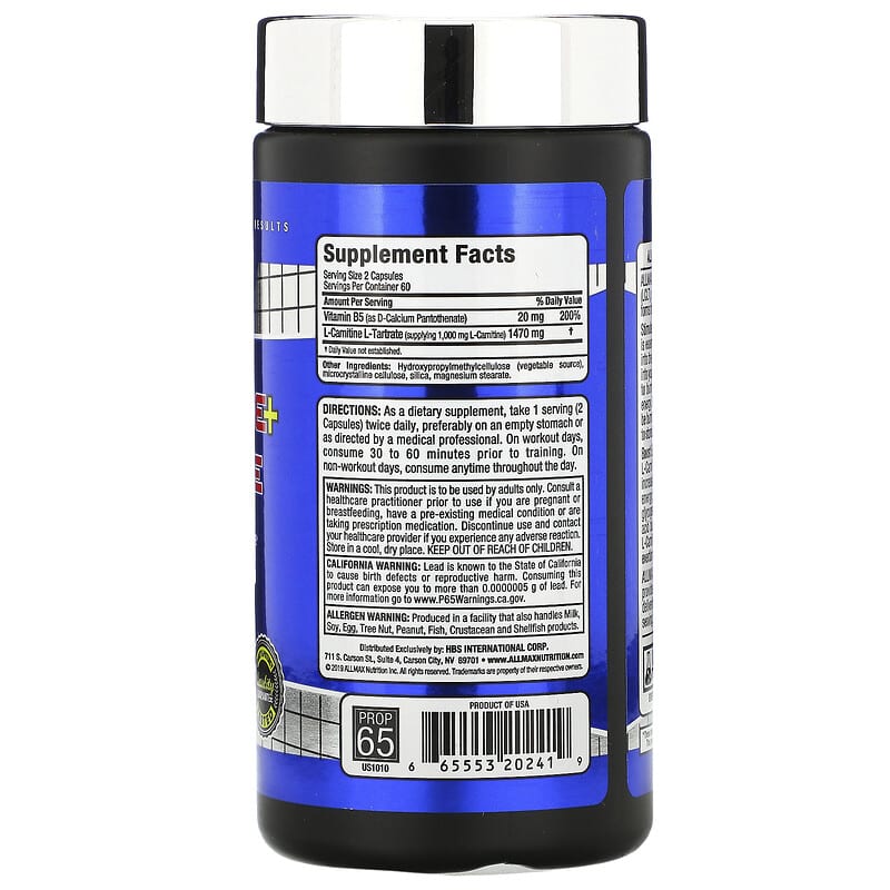 ALLMAX, L-Carnitine + Tartrate, 120 Capsules 665553202419