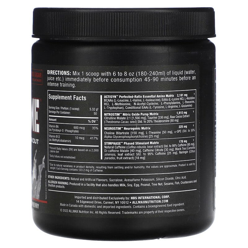 ALLMAX, Muscle Prime, Advanced Grade Pre-Workout, White Raspberry, 9.4 oz (266 g) 665553224022