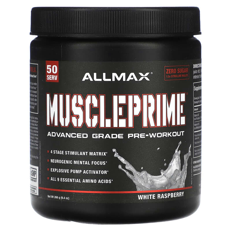 ALLMAX Muscle Prime Advanced Grade Pre-Workout White Raspberry 9.4 oz (266 g) 665553224022