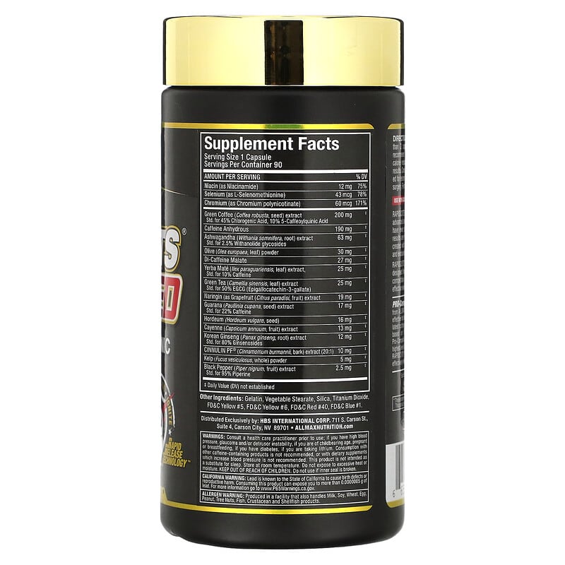 ALLMAX, Rapidcuts Shredded, Extreme Thermogenic Fat Burner, 90 Capsules 665553201757