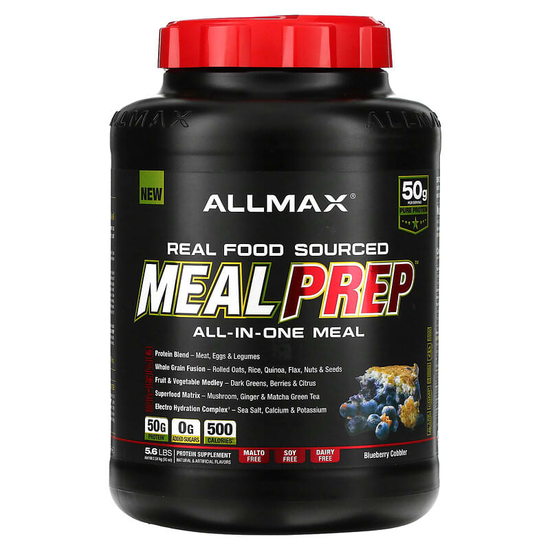 ALLMAX Real Food Sourced Meal Prep All-in-One Meal Blueberry Cobbler 5.6 lbs (2.54 kg) 665553229003