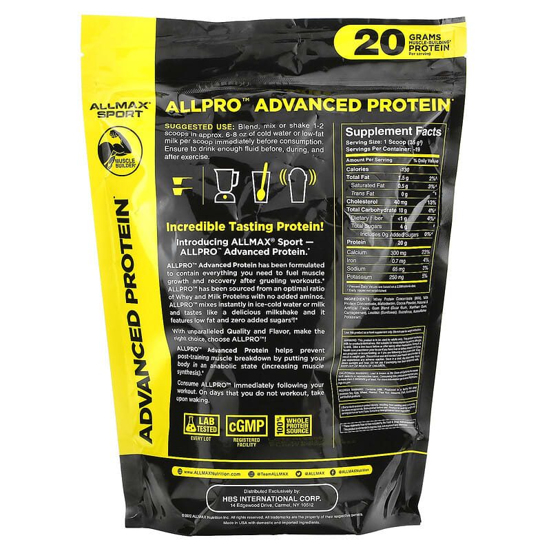 ALLMAX, Sport, ALLPRO Advanced Protein, Chocolate, 1.5 lbs (680 g) 665553229669