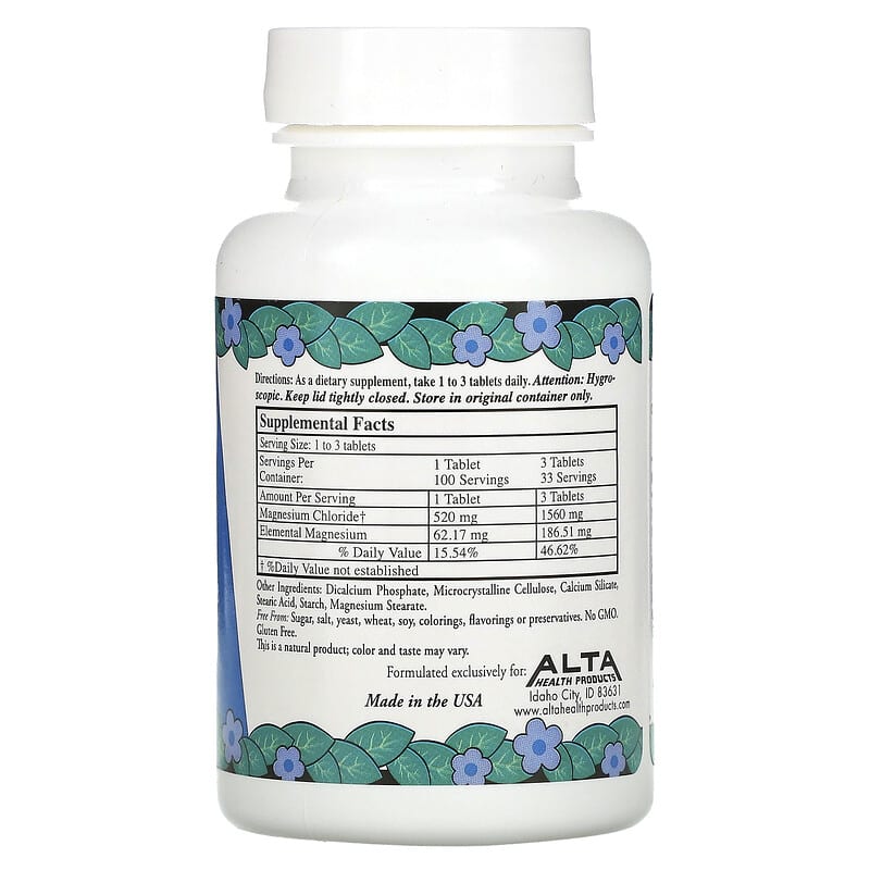 Alta Health, Magnesium Chloride, 100 Tablets 76920000604