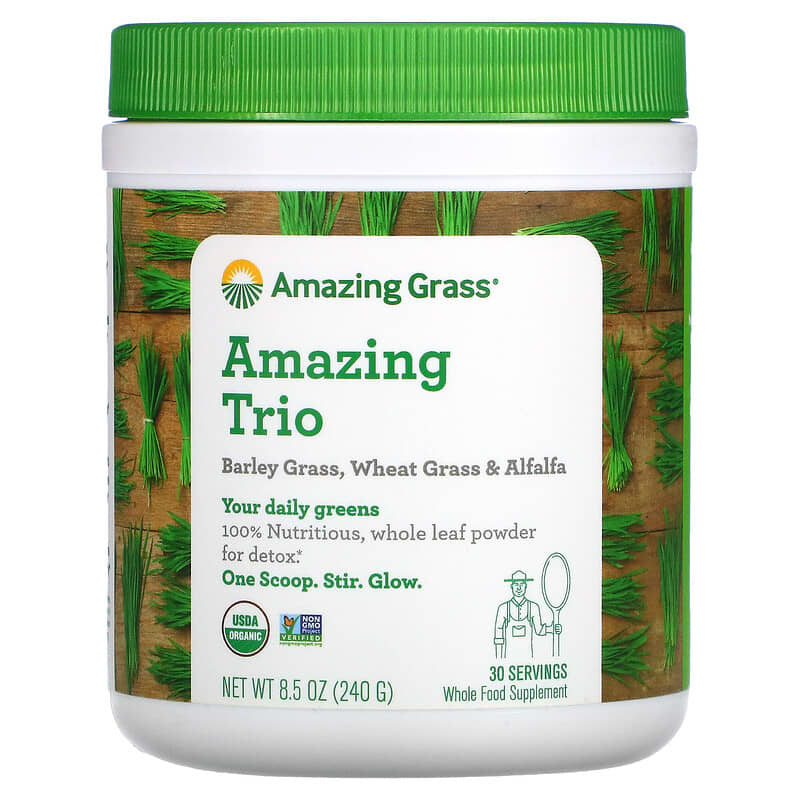 Amazing Grass Amazing Trio Barley Grass Wheat Grass & Alfalfa 8.5 oz (240 g) 829835000753