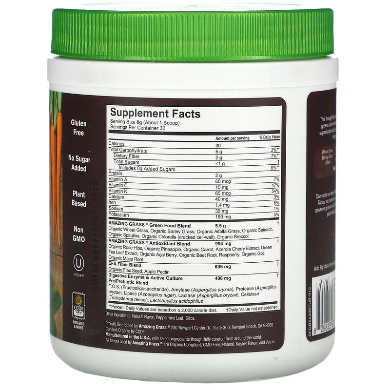 Amazing Grass, Green Superfood, Berry, 8.5 oz (240 g) 829835937004