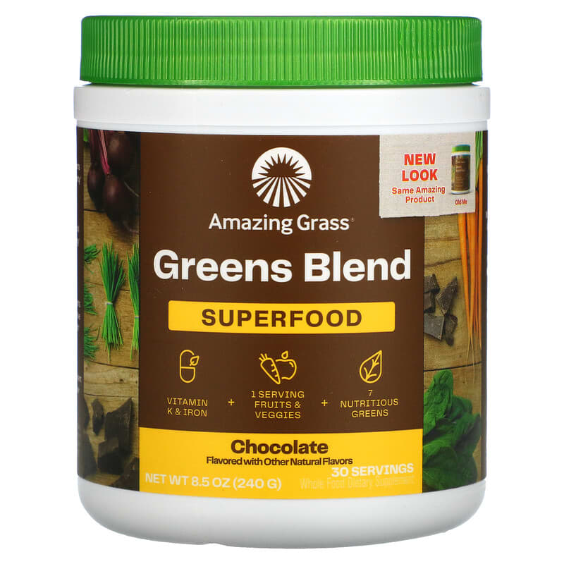 Amazing Grass Greens Blend Superfood Chocolate 8.5 oz (240 g) 829835933006