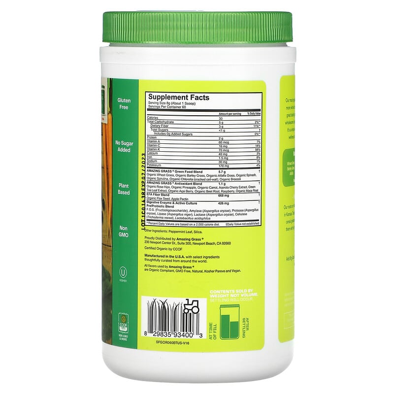Amazing Grass, Greens Blend Superfood, The Original, 1.06 lb (480 g) 829835934003