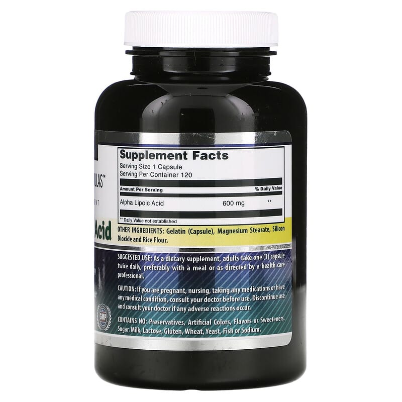 Amazing Nutrition, Alpha Lipoic Acid, 600 mg, 120 Capsules 810180021265