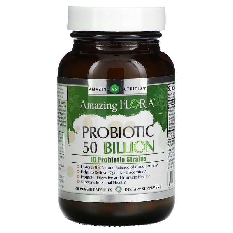 Amazing Nutrition Amazing Flora Probiotic 50 Billion 60 Veggie Capsules 810180024099