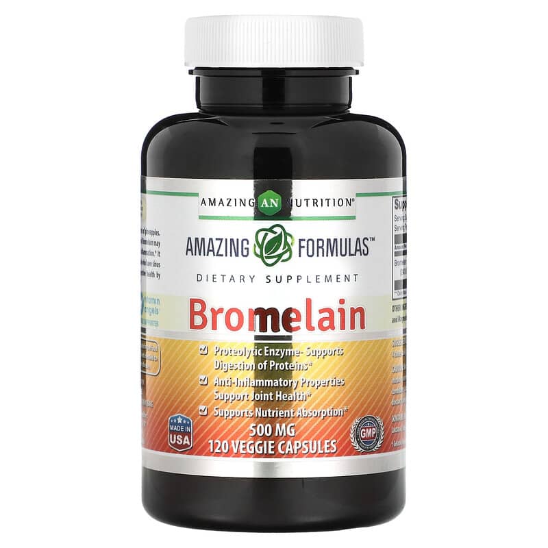 Amazing Nutrition Bromelain 500 mg 120 Veggie Capsules 819209021330