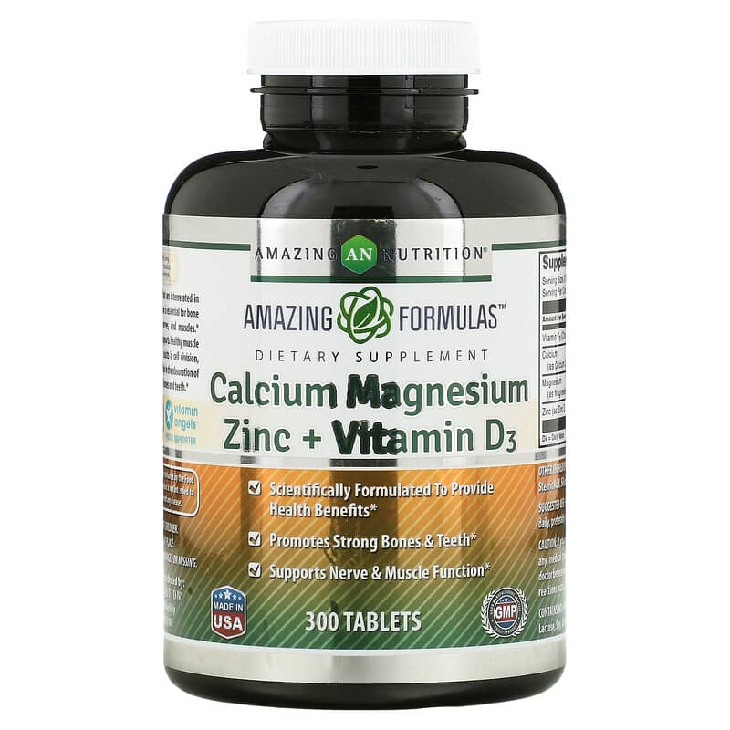 Amazing Nutrition Calcium Magnesium Zinc + Vitamin D3 300 Tablets 810180029315