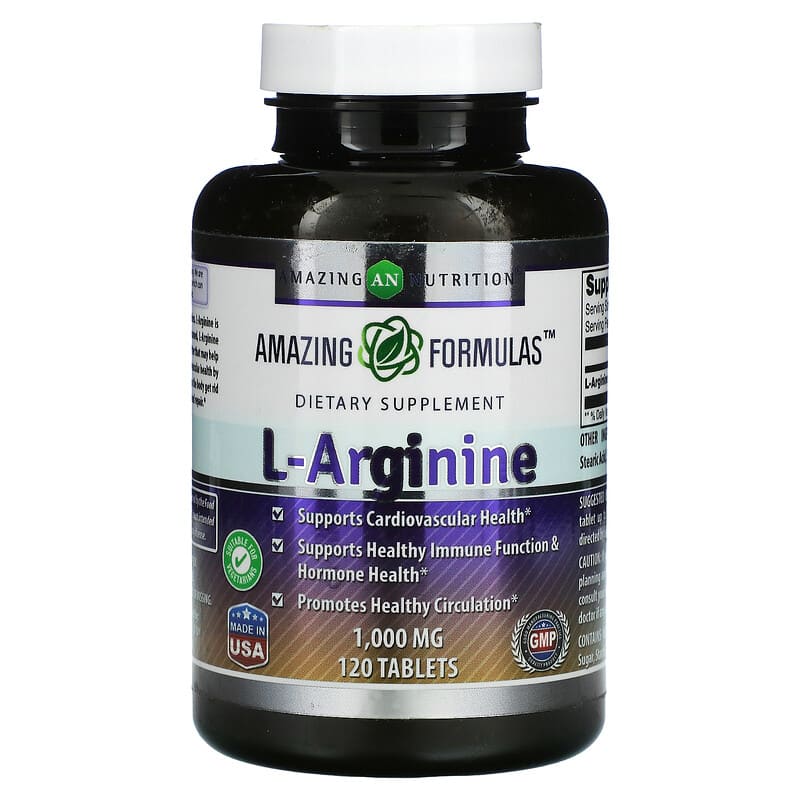 Amazing Nutrition L-Arginine 1,000 mg 120 Tablets 810180020602