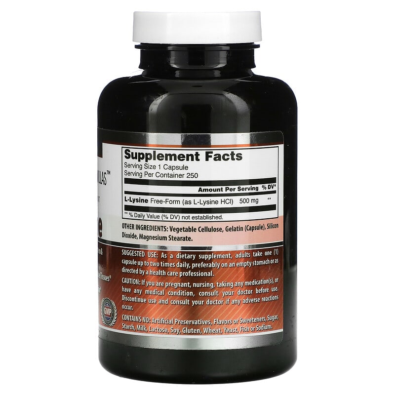 Amazing Nutrition, L-Lysine, 500 mg, 250 Capsules 810180022668