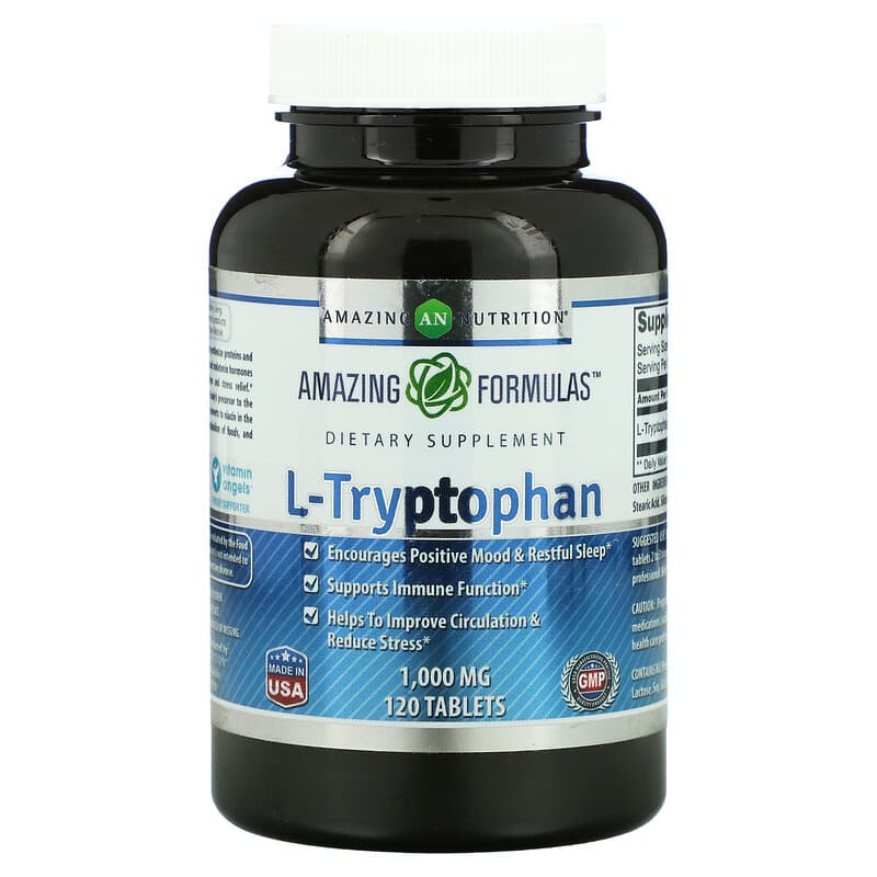 Amazing Nutrition L-Tryptophan 1,000 mg 120 Tablets 819209021958