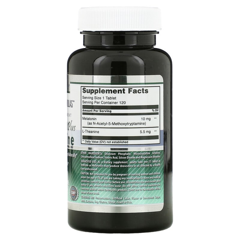 Amazing Nutrition, Melatonin Plus L-Theanine, 10 mg, 120 Tablets 810180027854