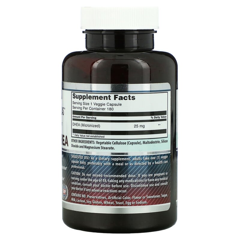 Amazing Nutrition, Micronized DHEA, 25 mg, 180 Veggie Capsules 810180022507