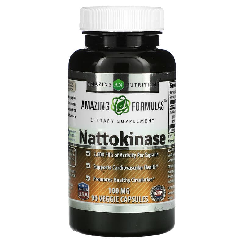 Amazing Nutrition Nattokinase 100 mg 90 Veggie Capsules 810180021678