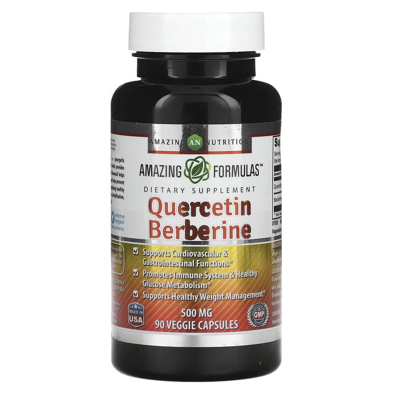 Amazing Nutrition Quercetin Berberine 500 mg 90 Veggie Capsules 819209024874