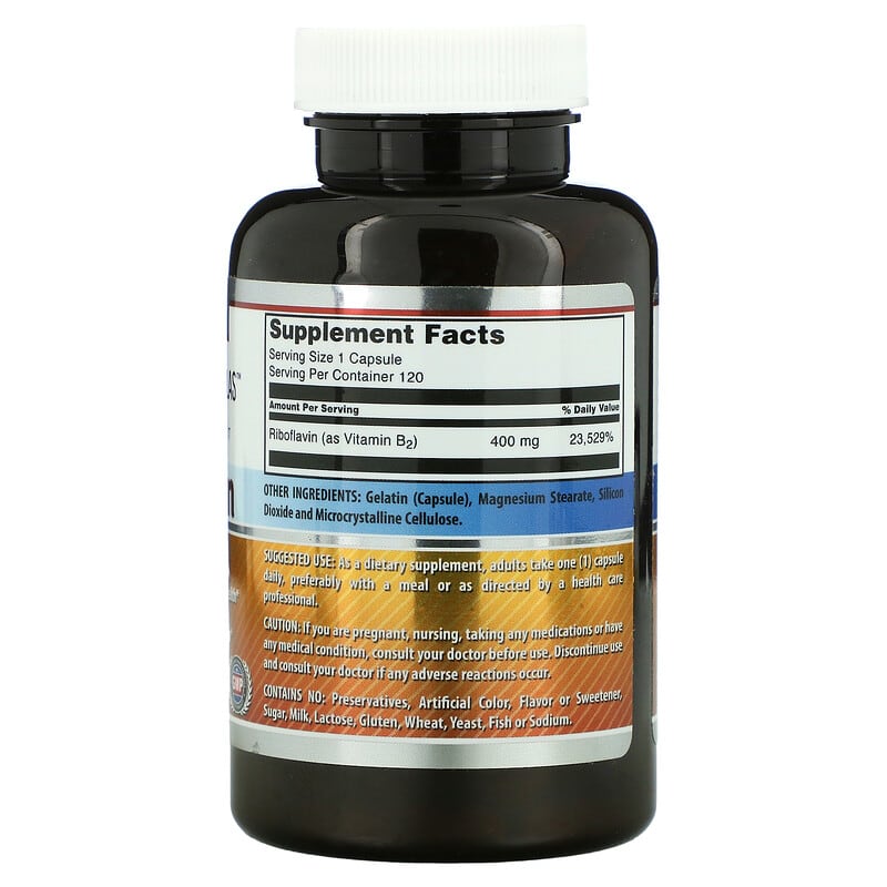 Amazing Nutrition, Riboflavin, 400 mg, 120 Capsules 810180029360
