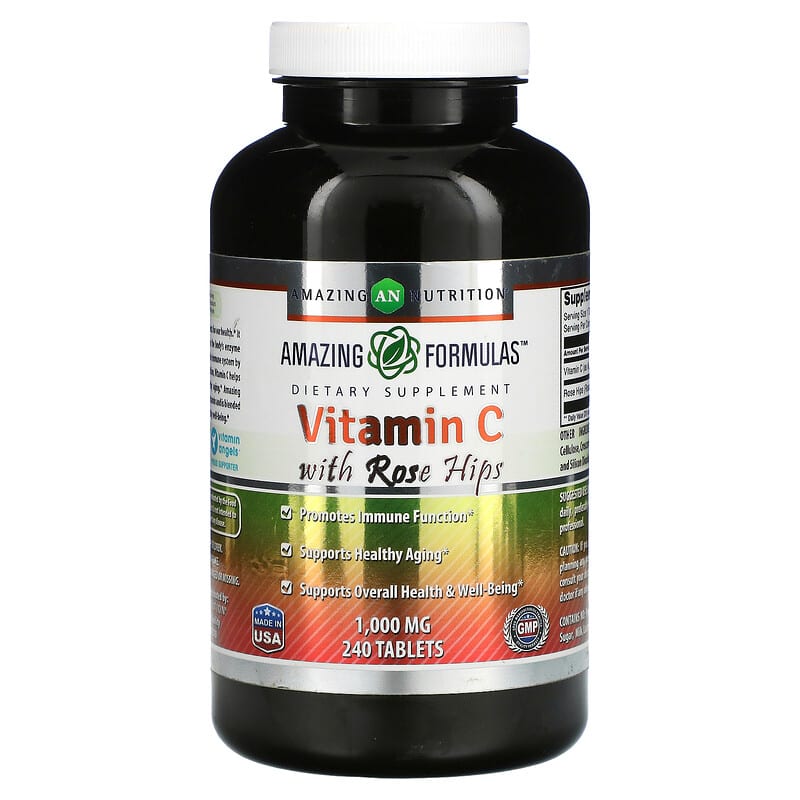Amazing Nutrition Vitamin C with Rose Hips 1,000 mg 240 Tablets 810180023610