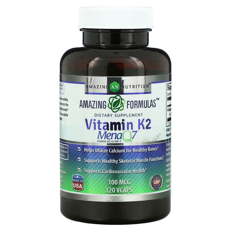 Amazing Nutrition Vitamin K2 100 mcg 120 VCaps 810180021289