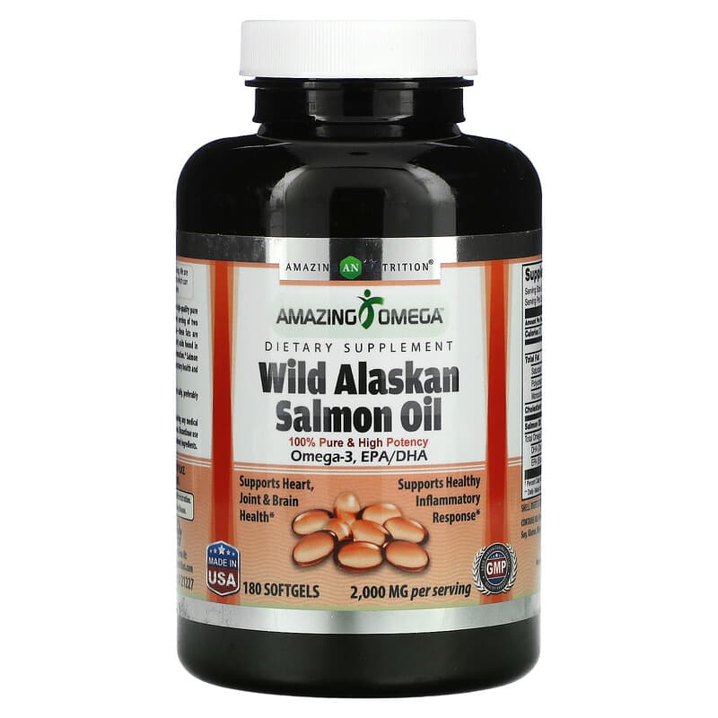 Amazing Nutrition Wild Alaskan Salmon Oil 2,000 mg 180 Softgels 810180021227