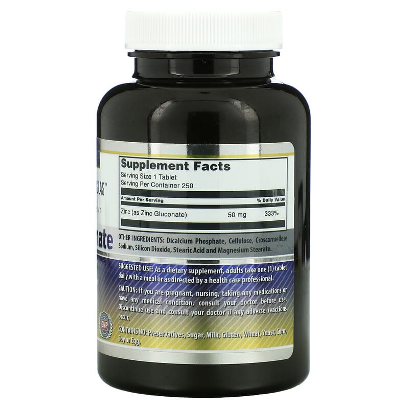 Amazing Nutrition, Zinc Gluconate, 50 mg, 250 Tablets 810180025843