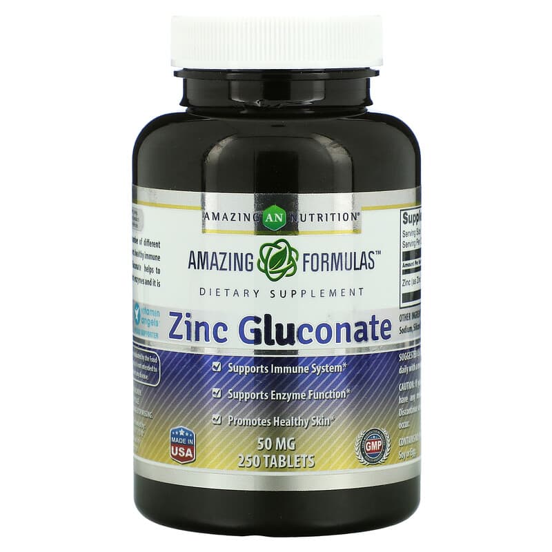 Amazing Nutrition Zinc Gluconate 50 mg 250 Tablets 810180025843