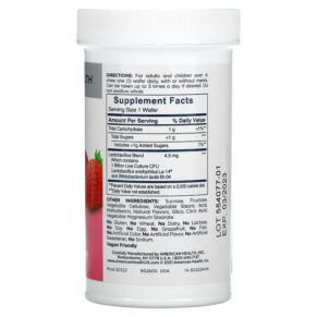 American Health, Chewable Acidophilus, Natural Strawberry, 60 Chewable Wafers 76630303224