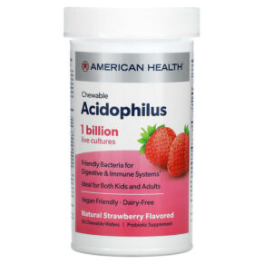 American Health Chewable Acidophilus Natural Strawberry 60 Chewable Wafers 76630303224