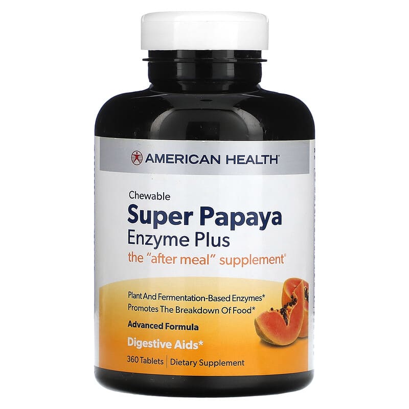 American Health Chewable Super Papaya Enzyme Plus 360 Tablets 76630502054