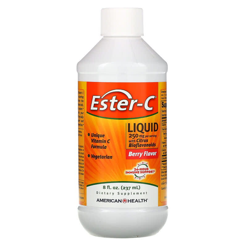 American Health, Ester-C Liquid with Citrus Bioflavonoids, Berry Flavor, 250 mg, 8 fl oz (237 ml) 76630170291
