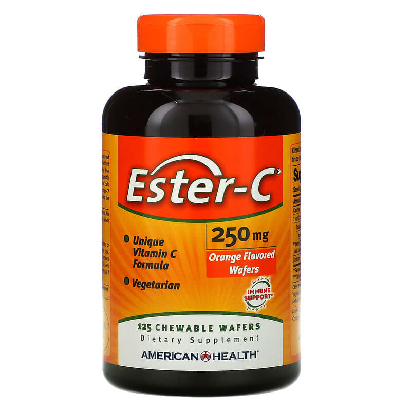 American Health Ester-C Orange 250 mg 125 Chewable Wafers 76630170727