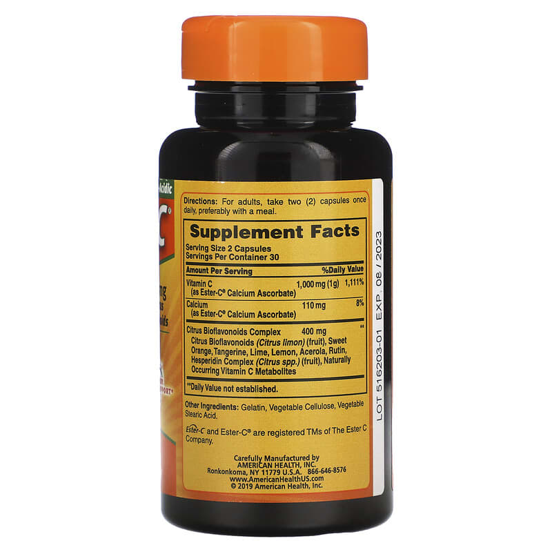 American Health, Ester-C with Citrus Bioflavonoids, 250 mg, 60 Capsules 76630169608