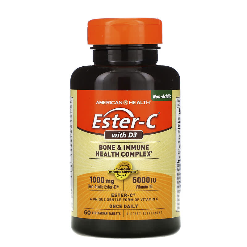 American Health, Ester-C with D3, 60 Vegetarian Tablets 76630347105