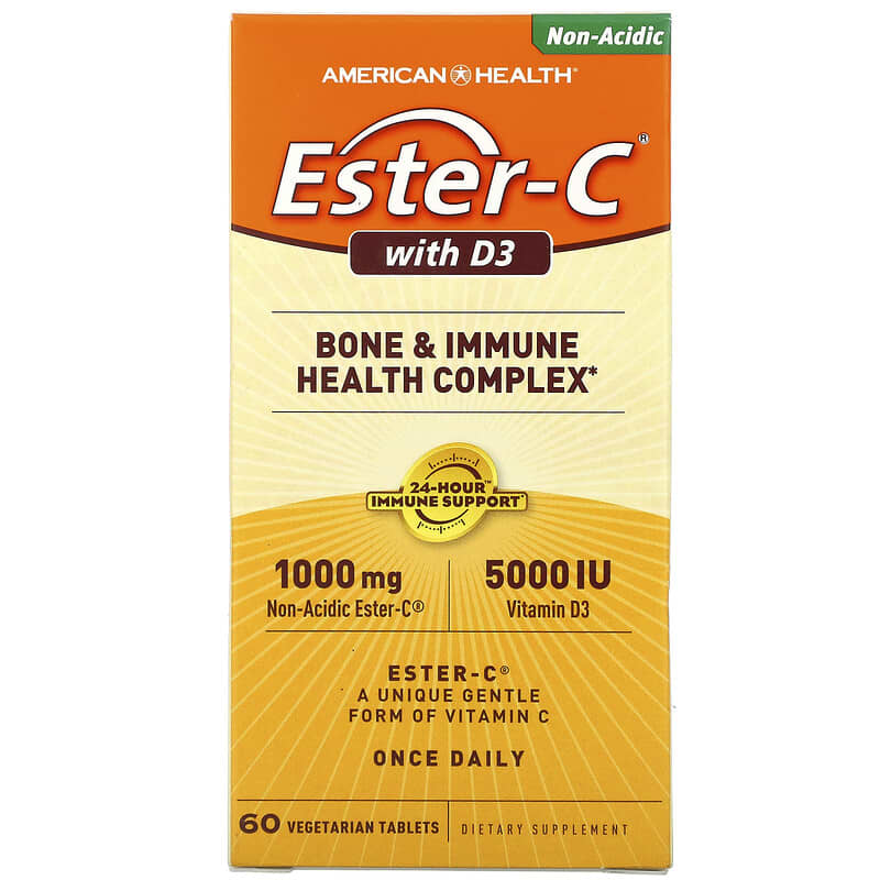 American Health Ester-C with D3 60 Vegetarian Tablets 76630347105