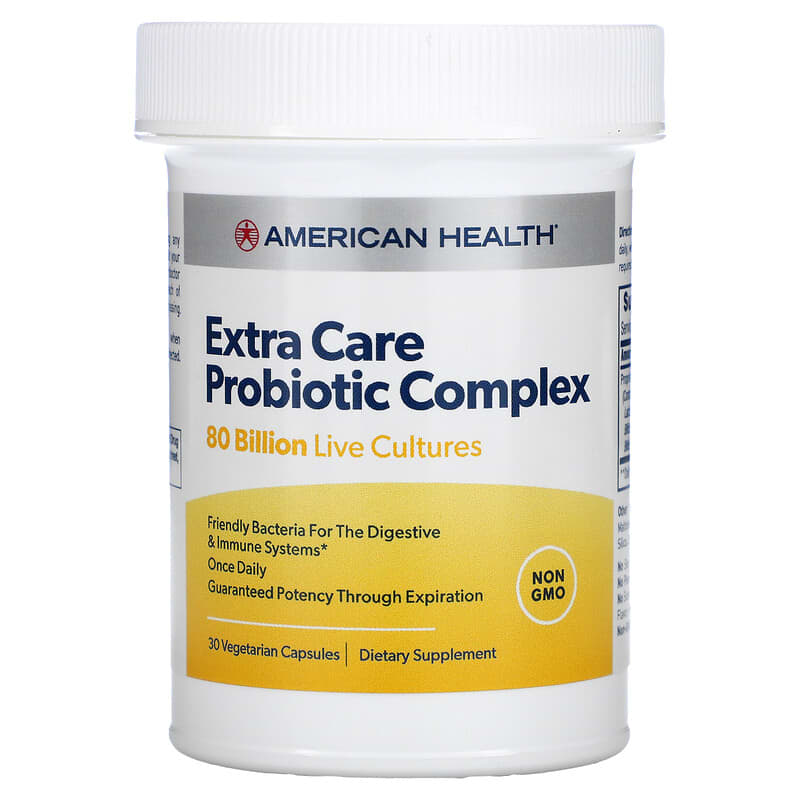 American Health, Extra Care Probiotic Complex, 80 Billion CFU, 30 Vegetarian Capules 76630300834